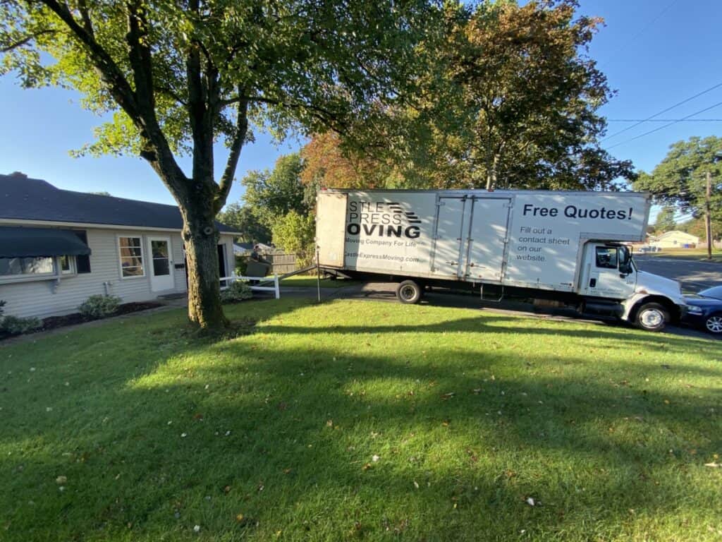 truck outside a house