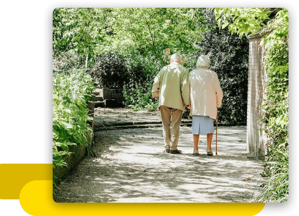 photo of two old couple walking