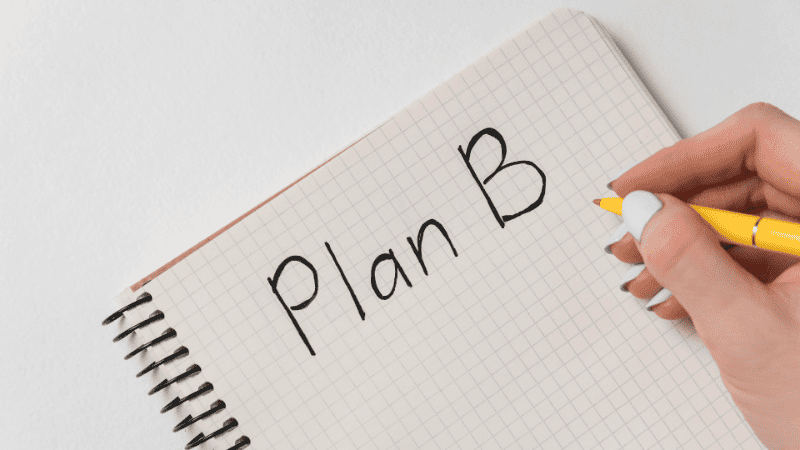 "Plan B" written on a notebook.